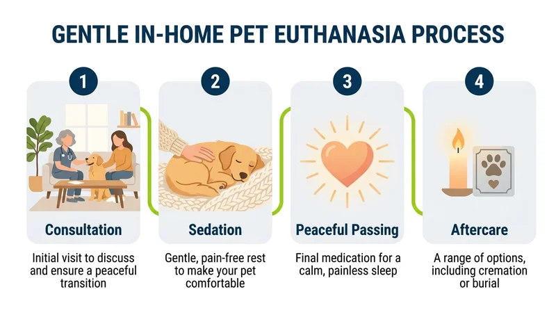 Four-step in-home euthanasia process: consultation, sedation, peaceful passing, aftercare